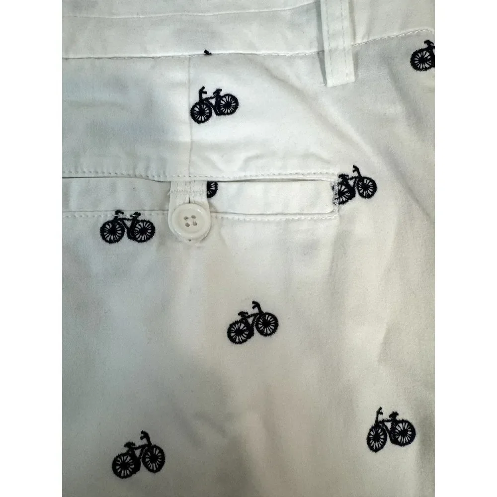 British Khaki Bicycle Print Chino Shorts 97% Cotton - Women Size 4